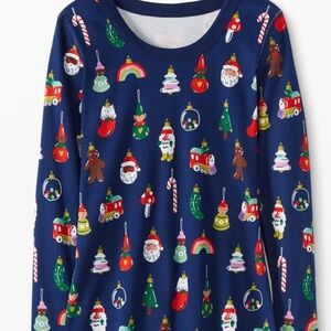 Hanna Andersson Adult Long John Top Christmas Santa ornaments gingerbread size S
